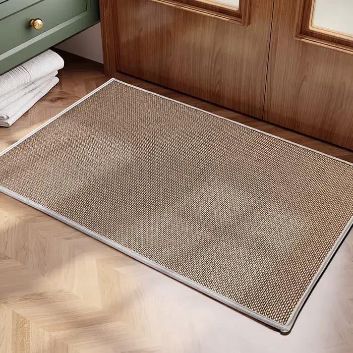Tapis de sol de cuisine tissé en lin, antidérapant, délavé, fond en caoutchouc, sergé naturel, porte