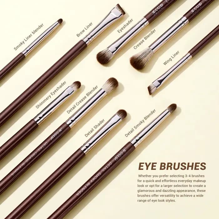 Jessup Ensemble de pinceaux de maquillage 15 pièces Pinceaux de maquillage marron Fond de teint végé