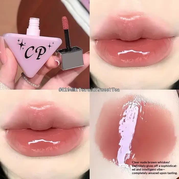 Cappuvini Rouge Brun Foncé Effet Miroir Brillant à Lèvres Hydratant Léger et Lumineux Rouge à Lèvres