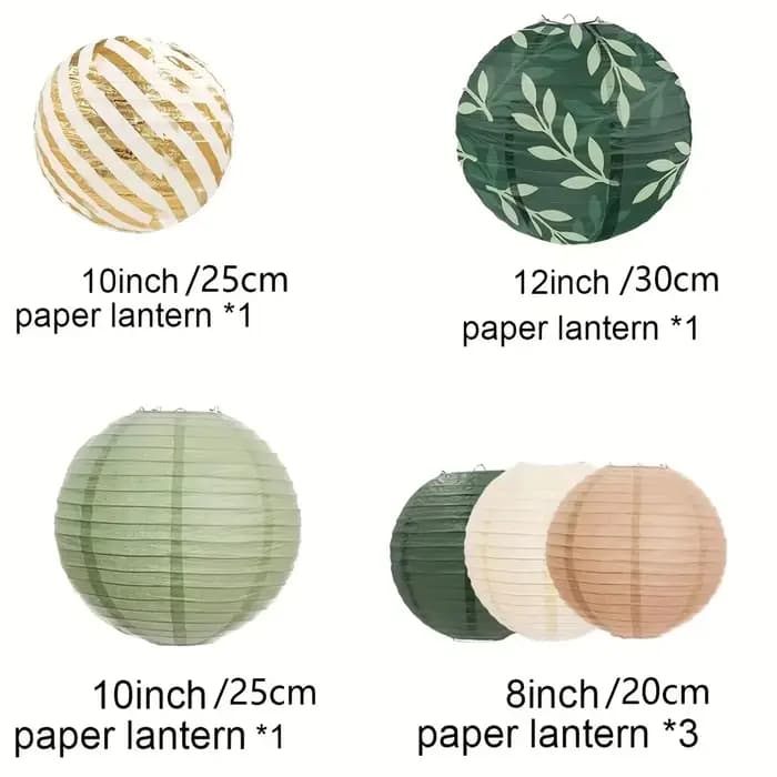 Lanterne en papier sauge, décoration de mariage, ensemble de lanternes vertes rétro, une variété de 