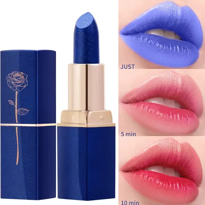Rouge à lèvres Rose bleu, maquillage, température changeante, velours mat, hydratant, imperméable, t