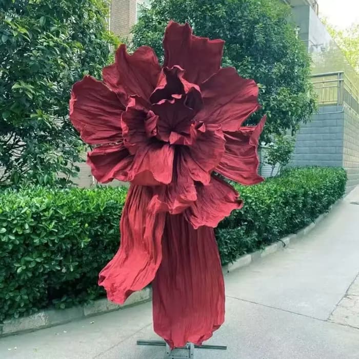 Grande fleur en papier rose artificielle faite à la main pour décoration de mariage, mur de fond, vi