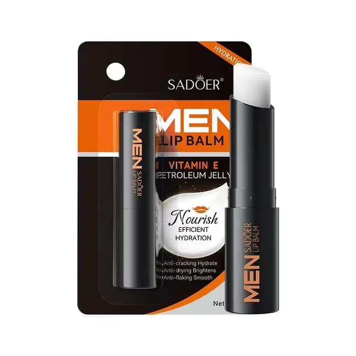 Baume à lèvres hydratant SADOER pour hommes à la vaseline et à l'extrait de requin, idéal pour l'aut