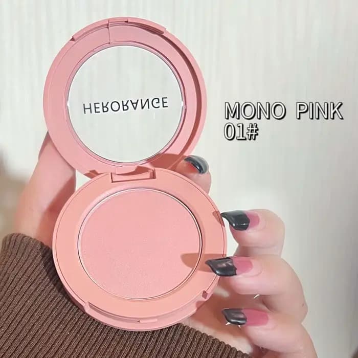 HERORANGE Monokrom Serbuk Blush Waterproof, Long-lasting, Peach-orange Soft Matte Natural Blush Roug