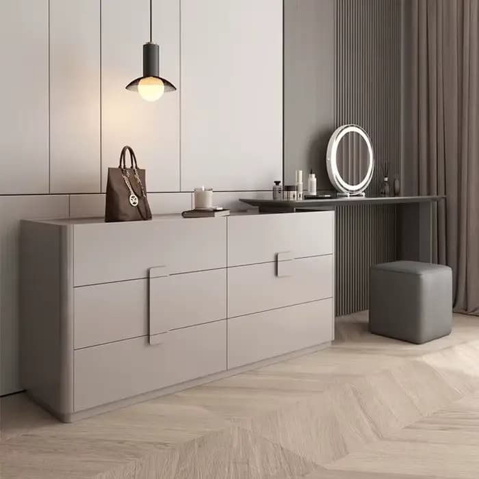 Table de maquillage de luxe légère pour chambre à coucher, moderne, Simple, intégrée, seau de rangem