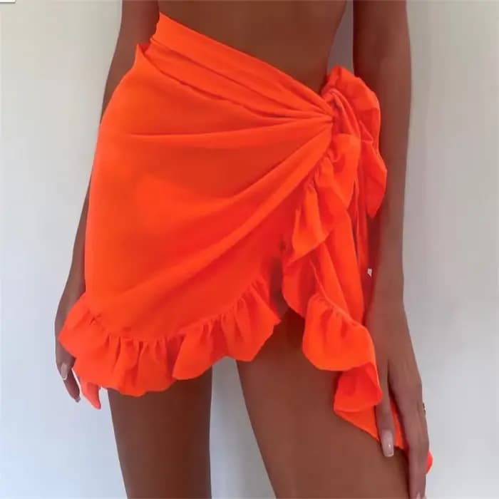 Jupe Sarong Courte en Mousseline de Soie pour Femme, Couvre-maillot de Bain, Document Solide, à Vola