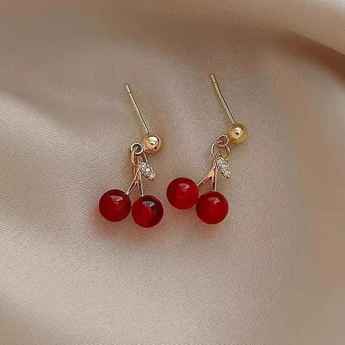 Colliers avec pendentif petit vin rouge cerise pour femmes, personnalité à la mode, fruits, chaîne d
