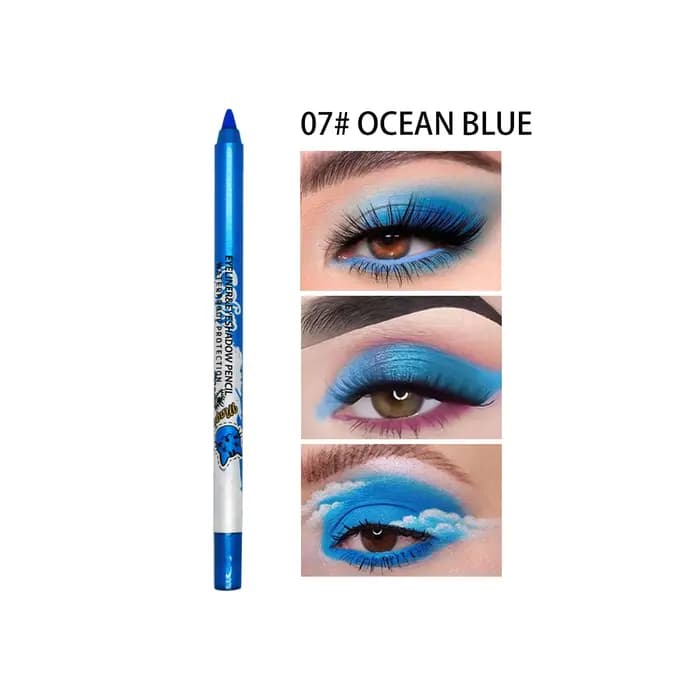Crayon Eyeliner à séchage rapide, stylo coloré longue durée, imperméable, sans floraison, bleu, rose
