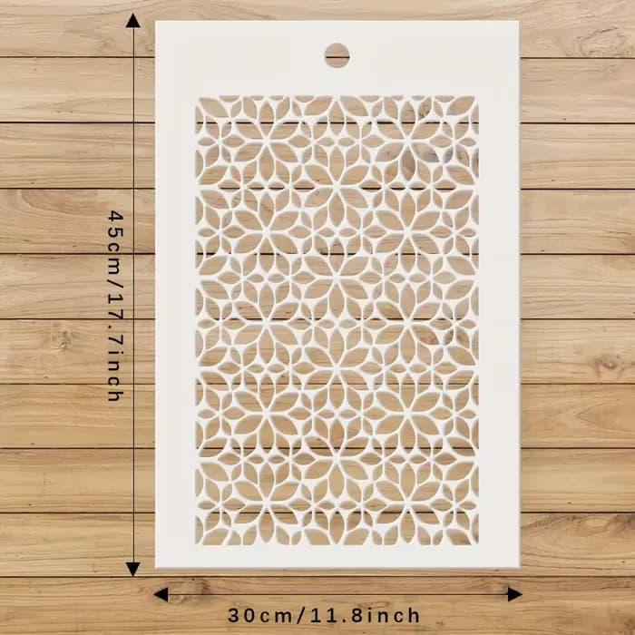Pochoir PET géométrique floral – Motif floral réutilisable pour murs, meubles et tissus