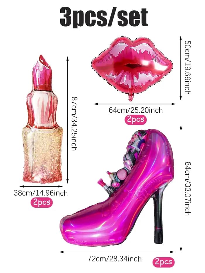 Rouge à lèvres rose de taille moyenne pour fille, grands lèvres rouges, talons hauts, ensemble de ba