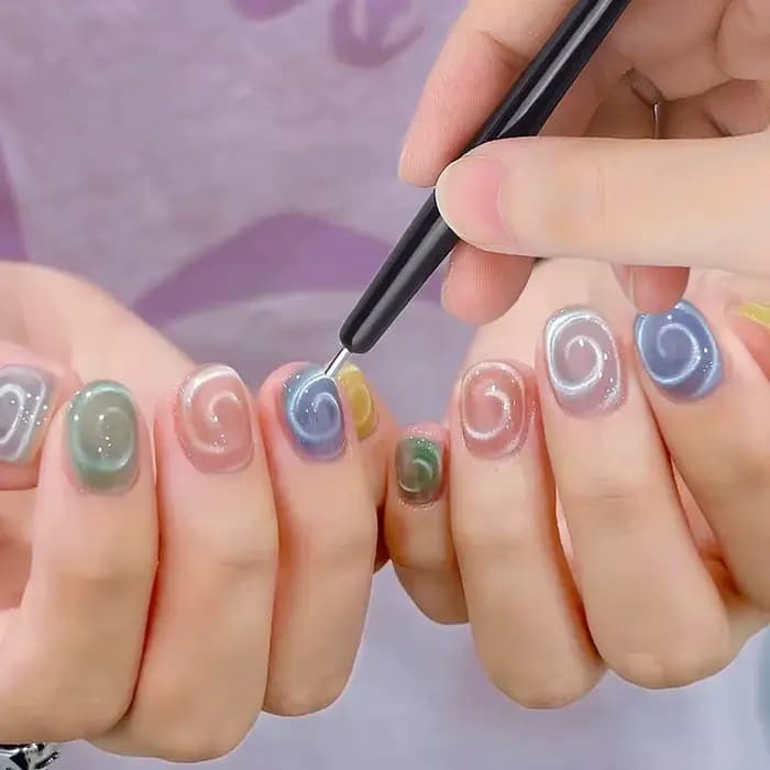 Nouveau stylo magnétique pour ongles œil de chat fantaisie, Vortex 3D/perle de verre/lune/ondulation