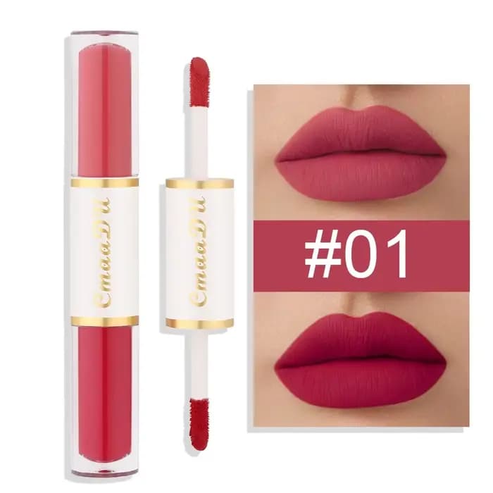 Rouge à lèvres bicolore brillant à lèvres longue durée humidité cosmétiques rouge à lèvres mat rouge