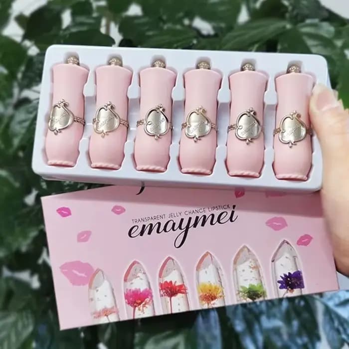 Maquillage 6 pièces ensemble de rouge à lèvres fleur gelée cristal clair longue durée lèvres changem