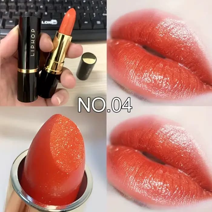 Rouge à lèvres métallique corail scintillant, imperméable, à haute teneur en pigments, diamant scint