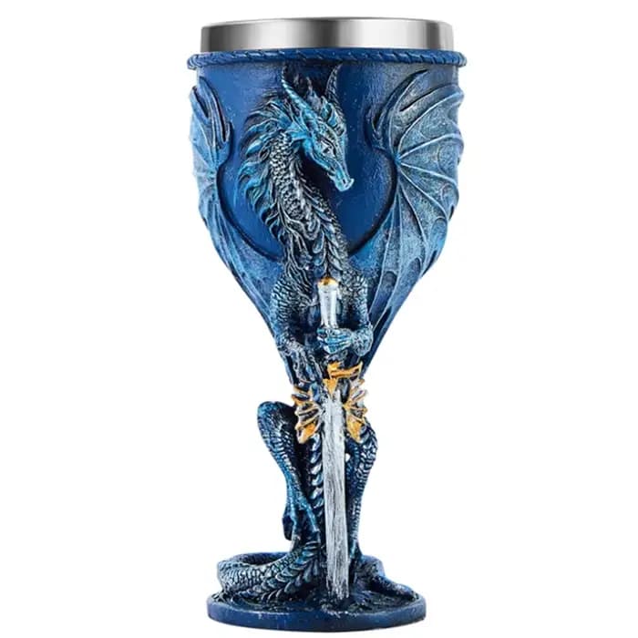 Gobelet Dragon bleu J1UL1N, donjons et Dragons, cadeau du saint Graal, gobelet à vin, Dragon volant,
