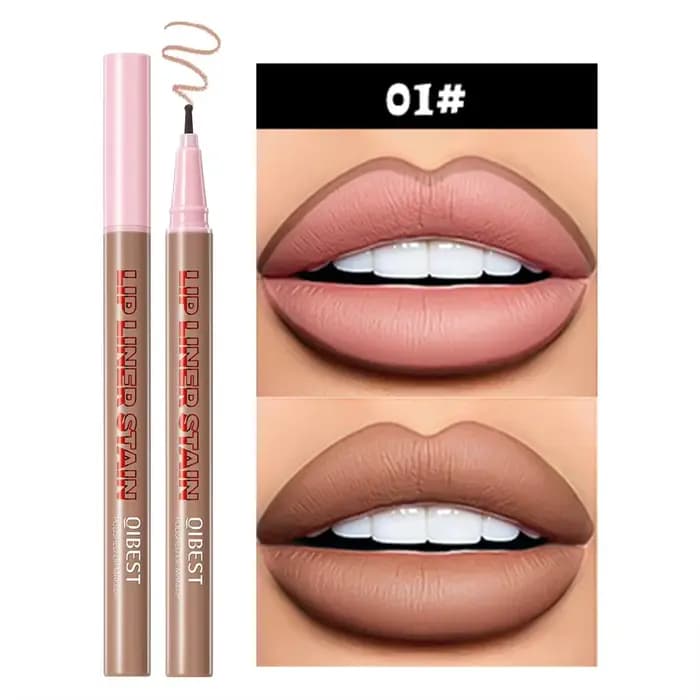QIBEST Crayon à Lèvres Liquide Mat Imperméable Repulpant Longue Tenue Naturel pour Contour des Lèvre