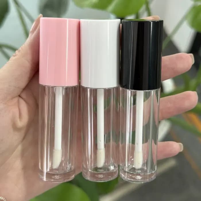 Tubes de brillant à lèvres à grand pinceau avec logo personnalisé, bouteille transparente, applicate