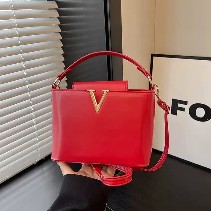 Sac à main tendance en forme de V, petit sac seau, sac bandoulière élégant, style minimaliste urbain