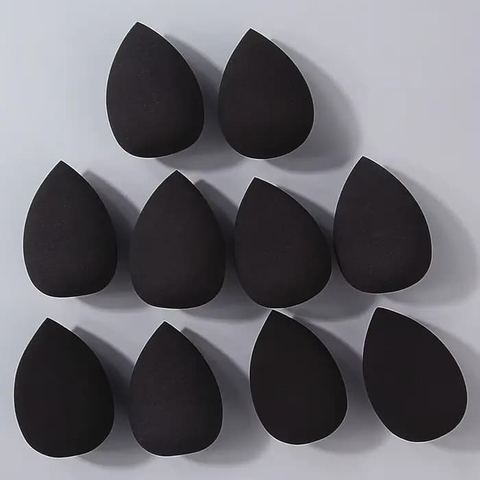 10 éponges de maquillage noires, double usage sec et humide, pour poudre et fond de teint liquide