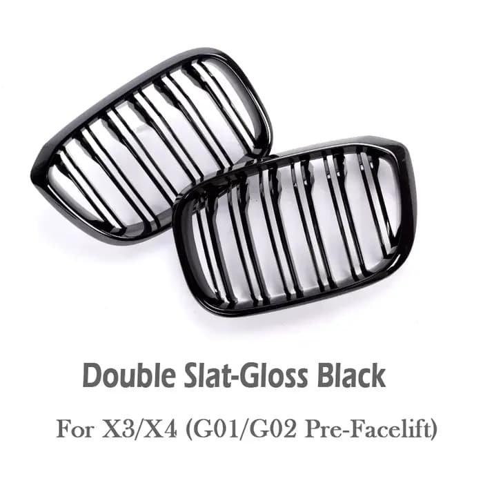 Grilles de remplacement pour BMW G01 X3 G02 X4 2018-2022, aspect fibre de carbone, noir brillant, si