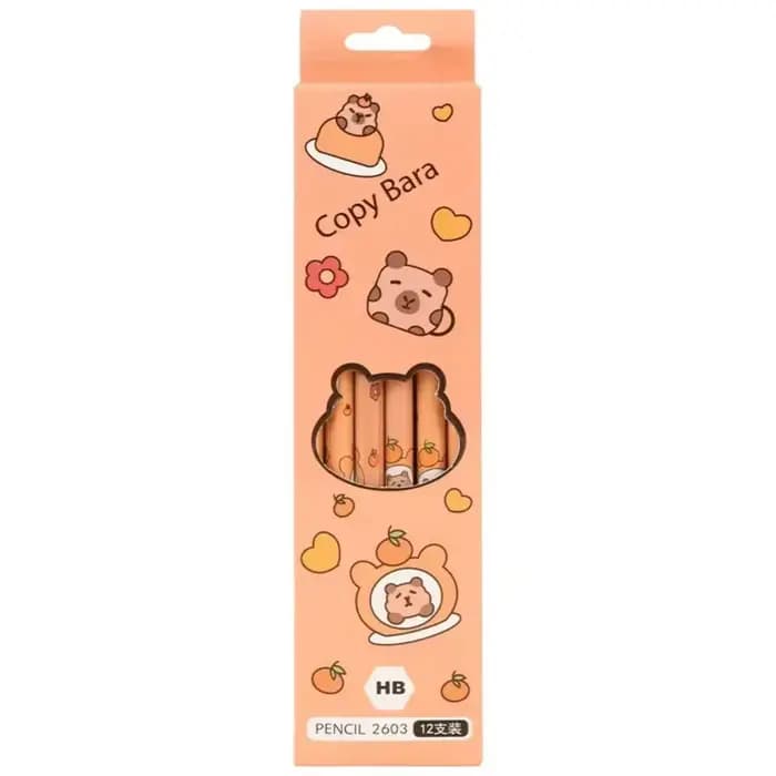 Ensemble de crayons Kawaii Capybara 12 pièces – Crayons à dessin non pointus, cadeau parfait pour le