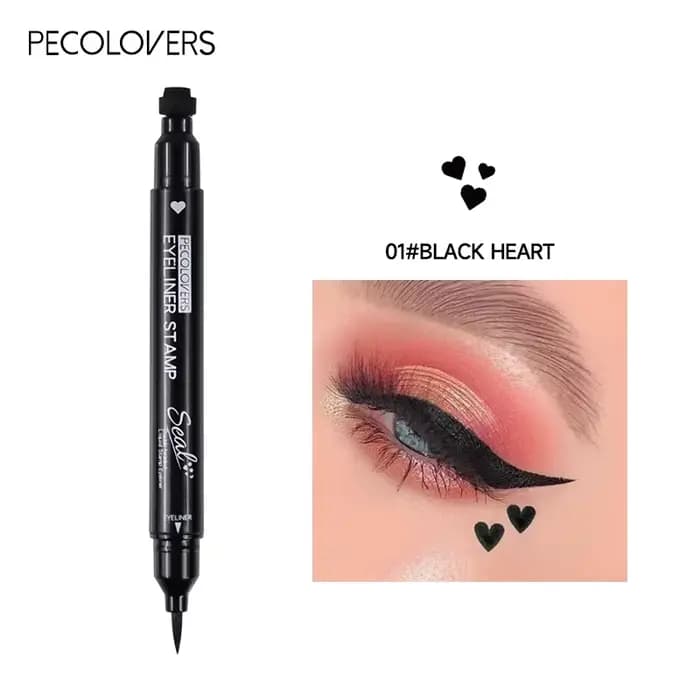 Eyeliner liquide noir 2 en 1, Double tête, tampon de lune, crayon pour les yeux, séchage rapide, san