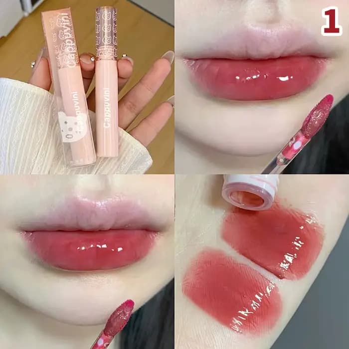 Rouge cerise imperméable finition miroir eau brillant à lèvres nu brun clair teinte verre huile à lè