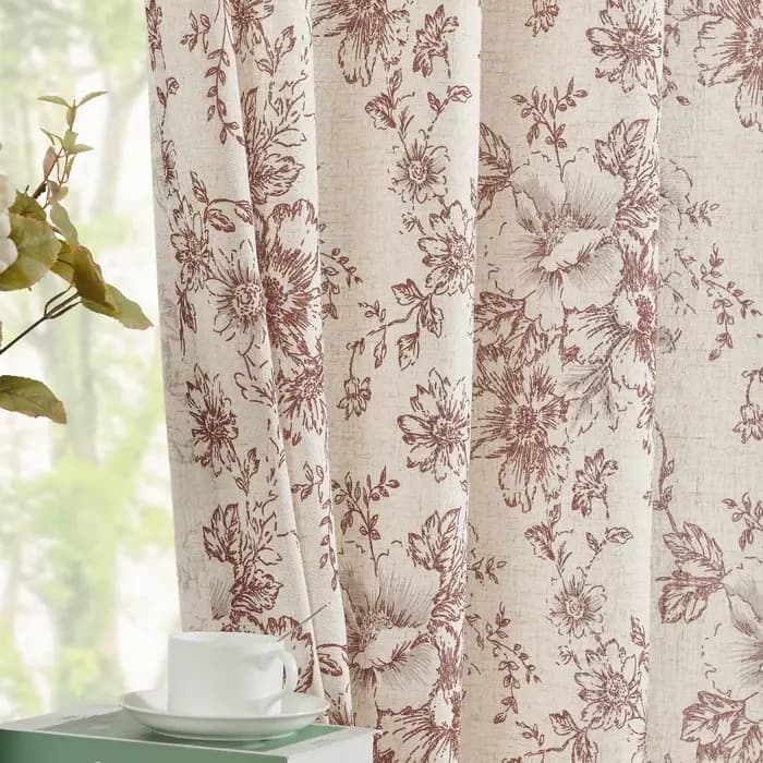 Rideaux en coton et lin, rideaux floraux pour salon, tige de poche, ferme, pivoine, à motifs de fleu