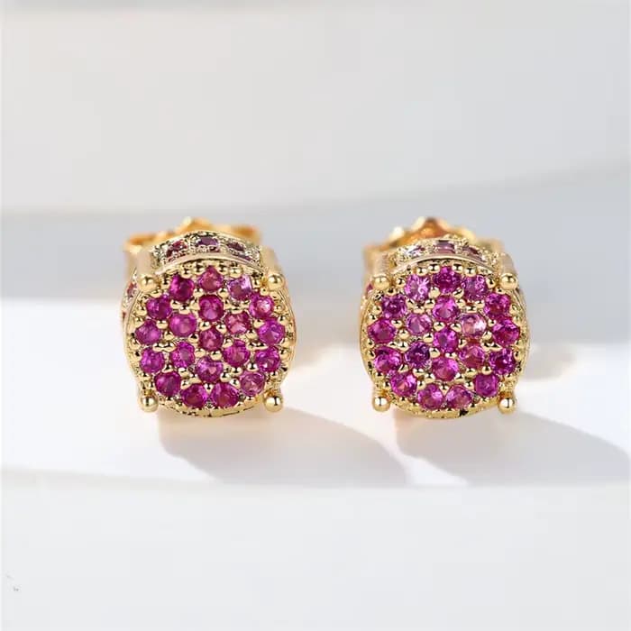 Boucles d'Oreilles de Luxe en Pierre Rouge pour Femme, Bijoux en Or, Breloque en Clip, pour Mariage