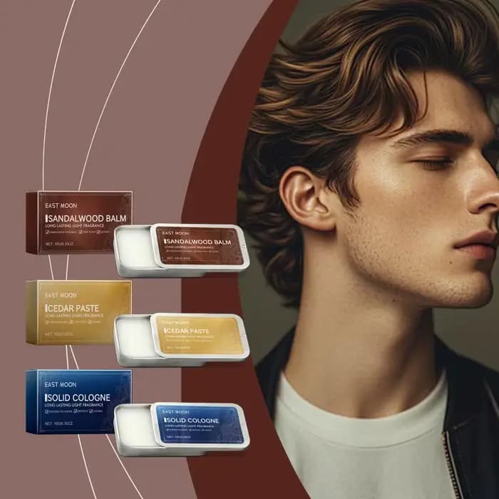 Baume Solide Parfumé au Bois de Santal pour Hommes – Série Parfum Longue Durée – Maintient la Fraîch