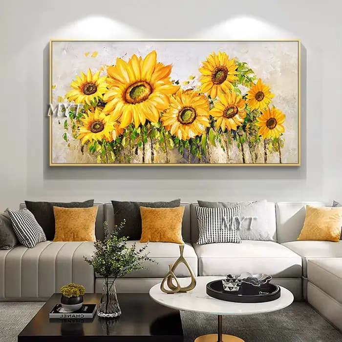 Peinture à l'huile par numéros, paysage de printemps, tournesol, dessin sur toile, images par numéro