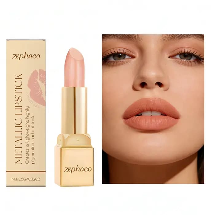 Rouge à lèvres crème métallique 3 couleurs, hydratant, imperméable, rose nude, brillant, rouge à lèv