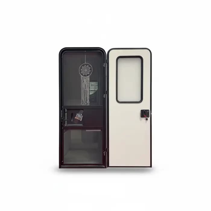 Porte de caravane en alliage d'aluminium 600 x 1810 mm avec verre trempé, porte de sécurité pour cam