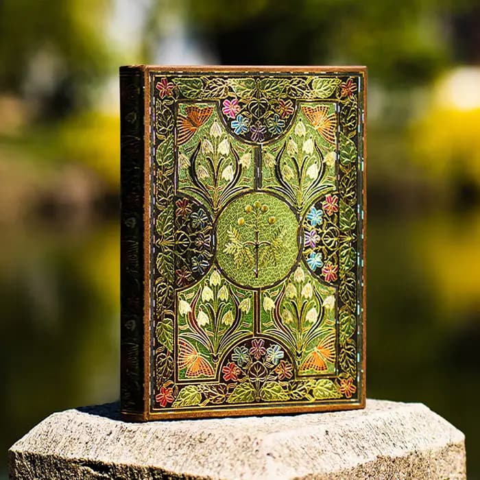 Journal floral vintage de 256 pages - Journal à couverture rigide en feuille d'or avec signet, pages