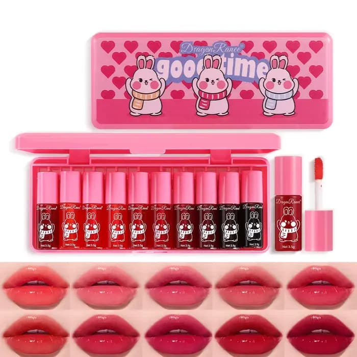Ensemble de dix gloss à lèvres, effet miroir, brillant, repulpant, illuminateur, rouge à lèvres qui 
