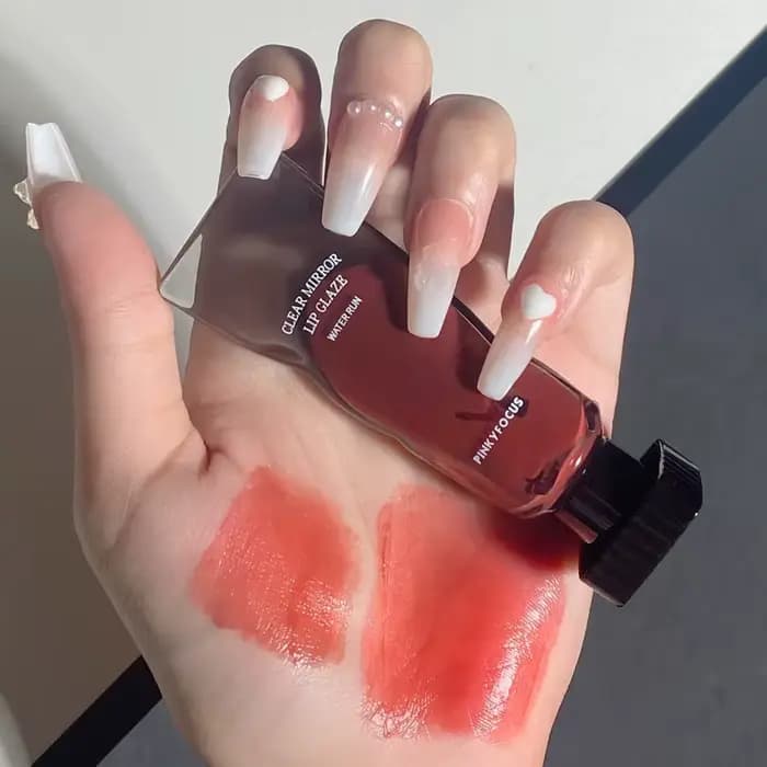 Brillant à lèvres à eau miroir noir, glaçage à lèvres en verre Transparent, huile liquide imperméabl