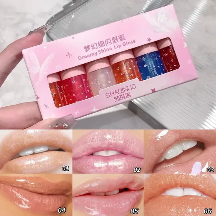 Ensemble de brillant à lèvres hydratant à paillettes scintillantes, 6 couleurs, très pigmenté, brill