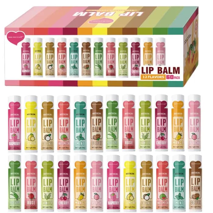 Ensemble de baume à lèvres hydratant, 60 pièces, 5g, hydratant et éclaircissant en profondeur, coule