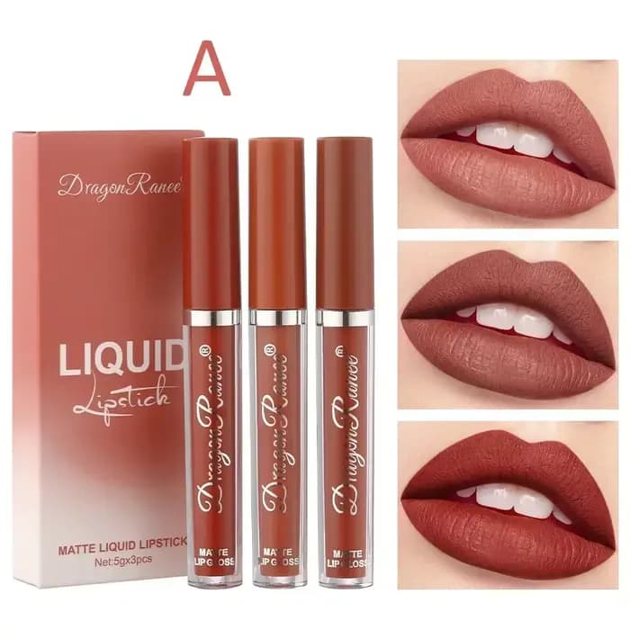 3 pièces/ensemble mat velours brillant à lèvres liquide rouge à lèvres cosmétique beauté garder 24 h