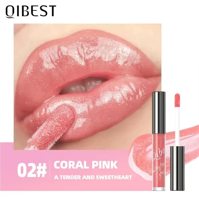 Huile à lèvres nacrée rose corail teinte effet de lèvres plus complet cristal paillettes brillant à 