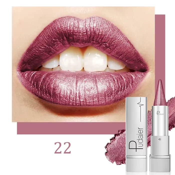 Séduisante rouge à lèvres Purple Pearl, imperméable et durable avec une texture métallique, doté d'u