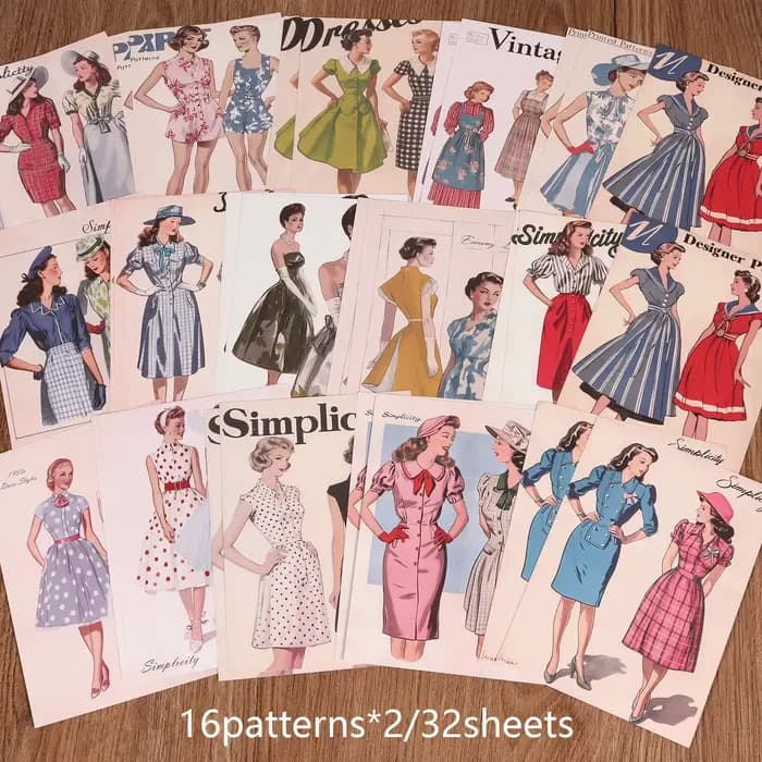 32 feuilles de papier pour scrapbooking, pour décoration de fond, carte de fond, journal intime rétr