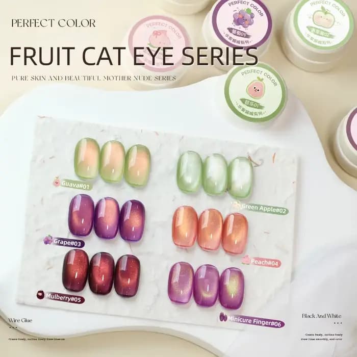 Vernis à ongles Gel œil de chat aux fruits, couleur parfaite, ensemble de vernis à ongles Ge à paill