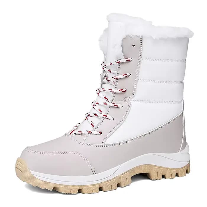 Bottes d'hiver chaudes doublées de polaire, mi-hautes, imperméables et coupe-vent en similicuir pour