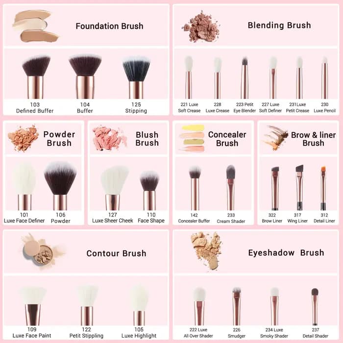 Jessup – ensemble de pinceaux de maquillage professionnels, 25 pièces, poudre de fond de teint natur