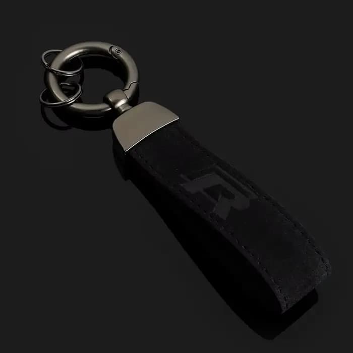 Porte-clés de voiture en cuir et métal avec logo R-Line pour VW Volkswagen Golf Polo Passat Jetta et