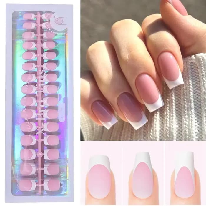Faux ongles carrés courts, pointes en Gel doux, à pression, artificiels français y2k, fournitures po