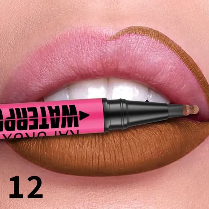 Crayon à lèvres liquide mat12 couleurs, 1 pièce, imperméable, repulpant, rouge à lèvres naturel, Con