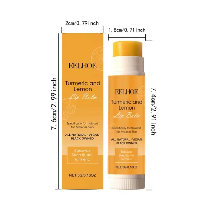 Baume à lèvres au curcuma et au citron, éclaircissant, hydratant, adoucit la peau des lèvres, crème 