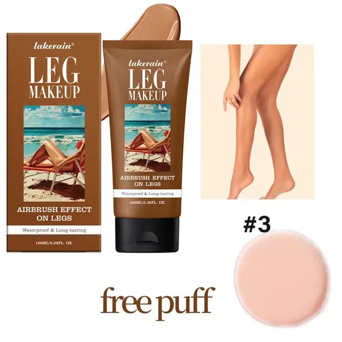 Fond de Teint Corps Waterproof Effet Bronze avec Houpette Gratuite, Crème Bronzante Longue Durée 100